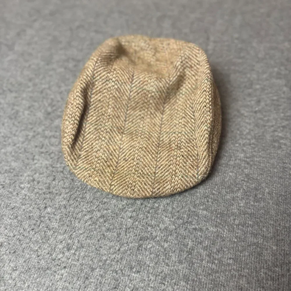 Vintage Pendleton Green Herringbone Wool Newsboy Cabbie Cap Hat Medium USA